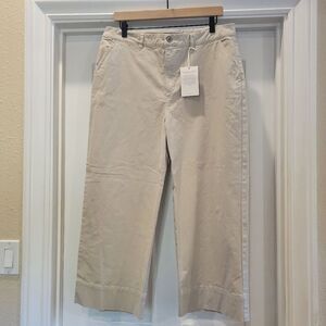Garnet Hill organic cotton chino wide leg, khaki size 14